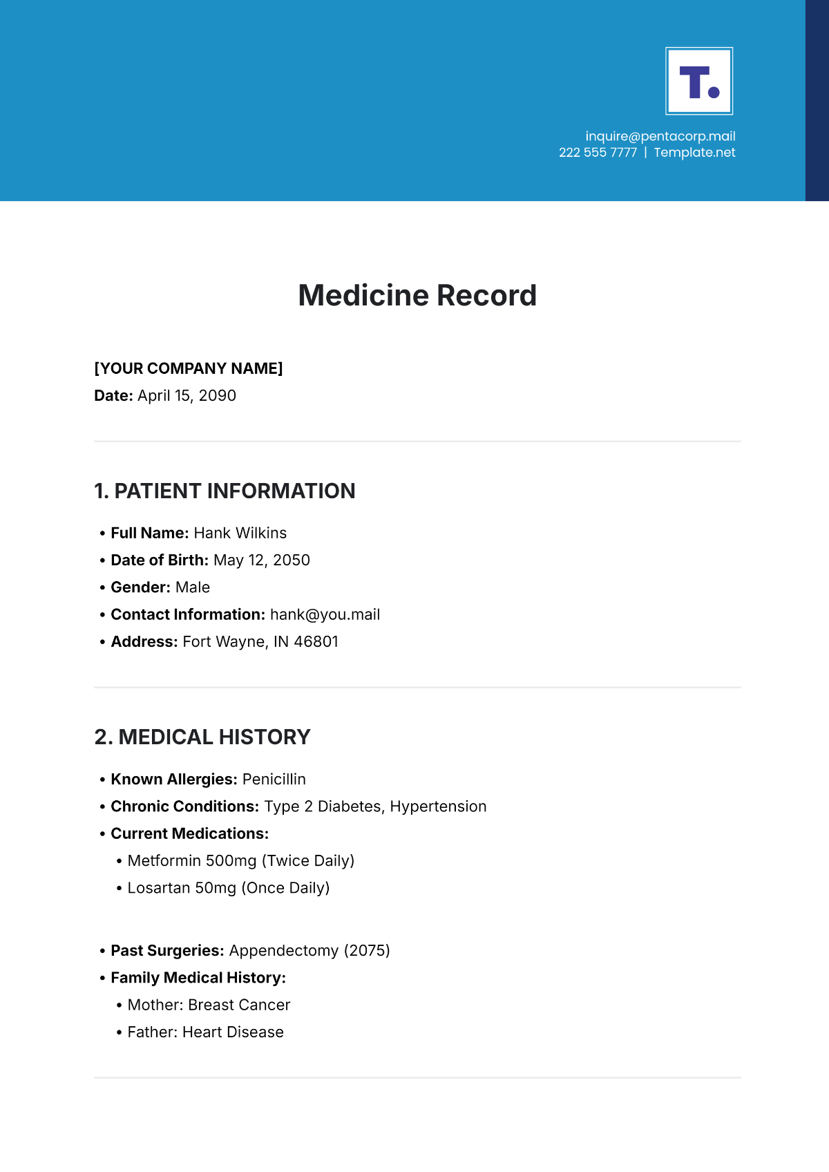 Medicine Record Template - Edit Online & Download