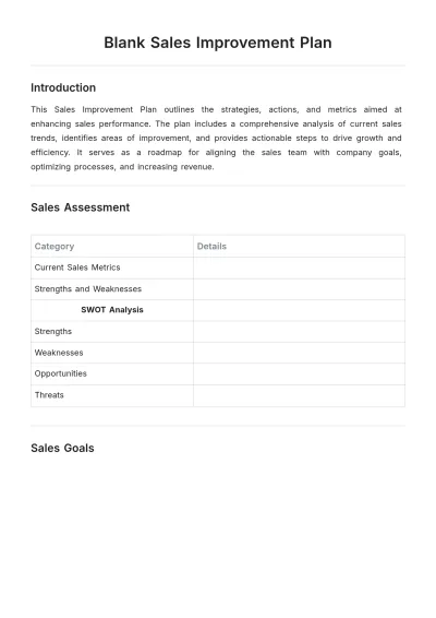 Free Blank Sales Improvement Plan Template to Edit Online