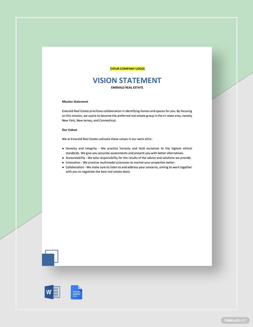 Real Estate Vision Statement Template