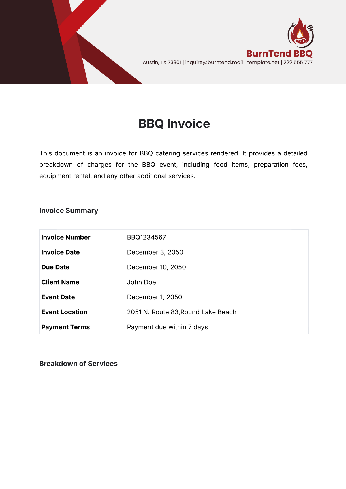 BBQ Invoice Template - Edit Online & Download