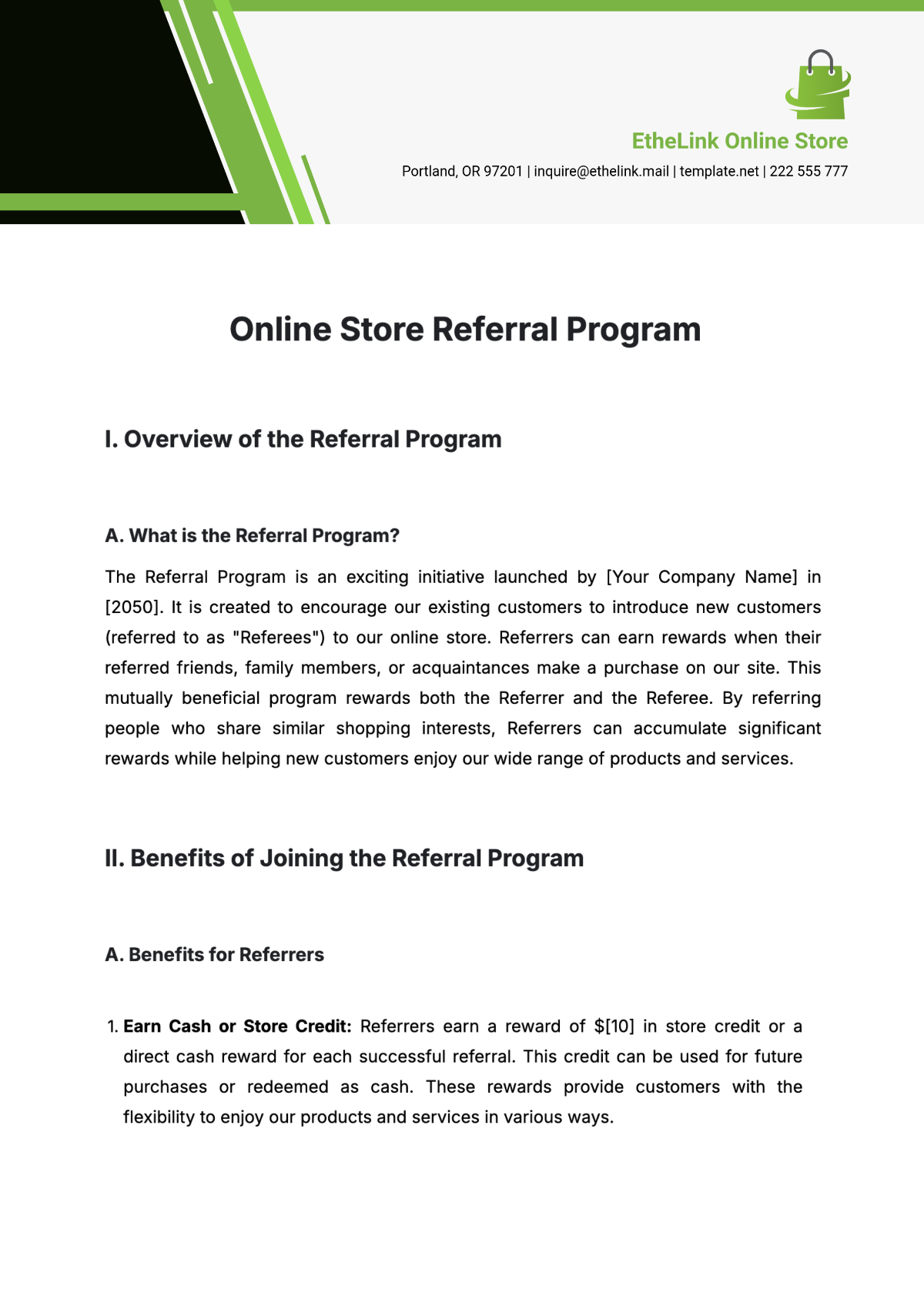 Online Store Referral Program Template - Edit Online & Download