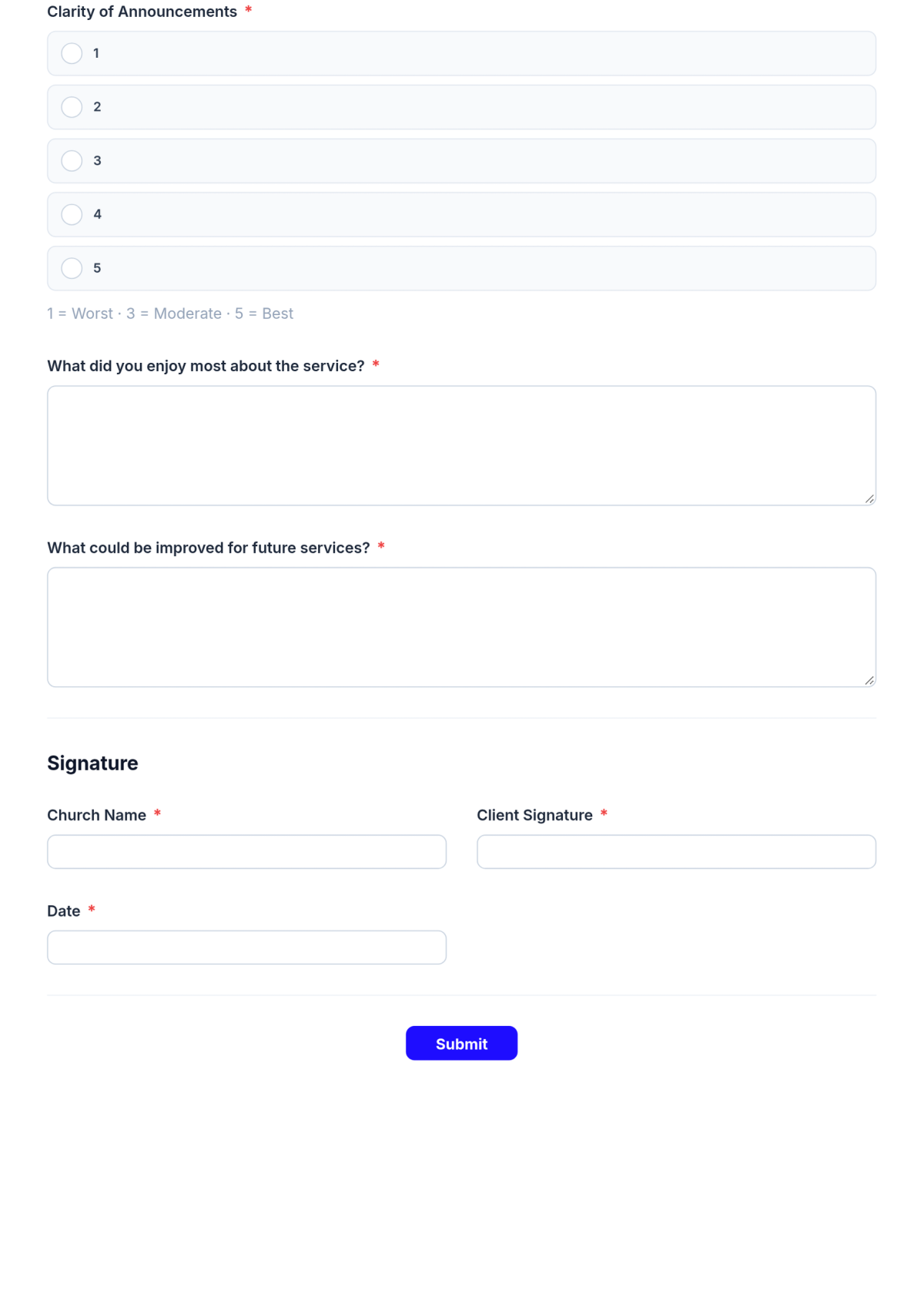 Free Worship Evaluation Form Template & AI Maker Free Worship Evaluation Form Template & AI Maker