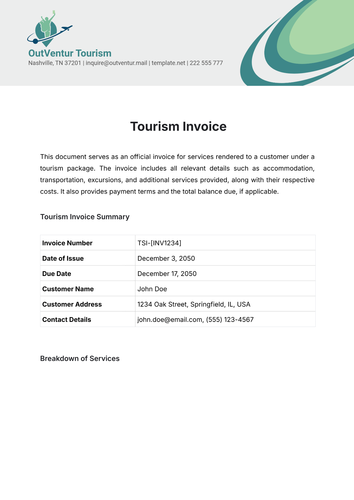 Tourism Invoice Template - Edit Online & Download