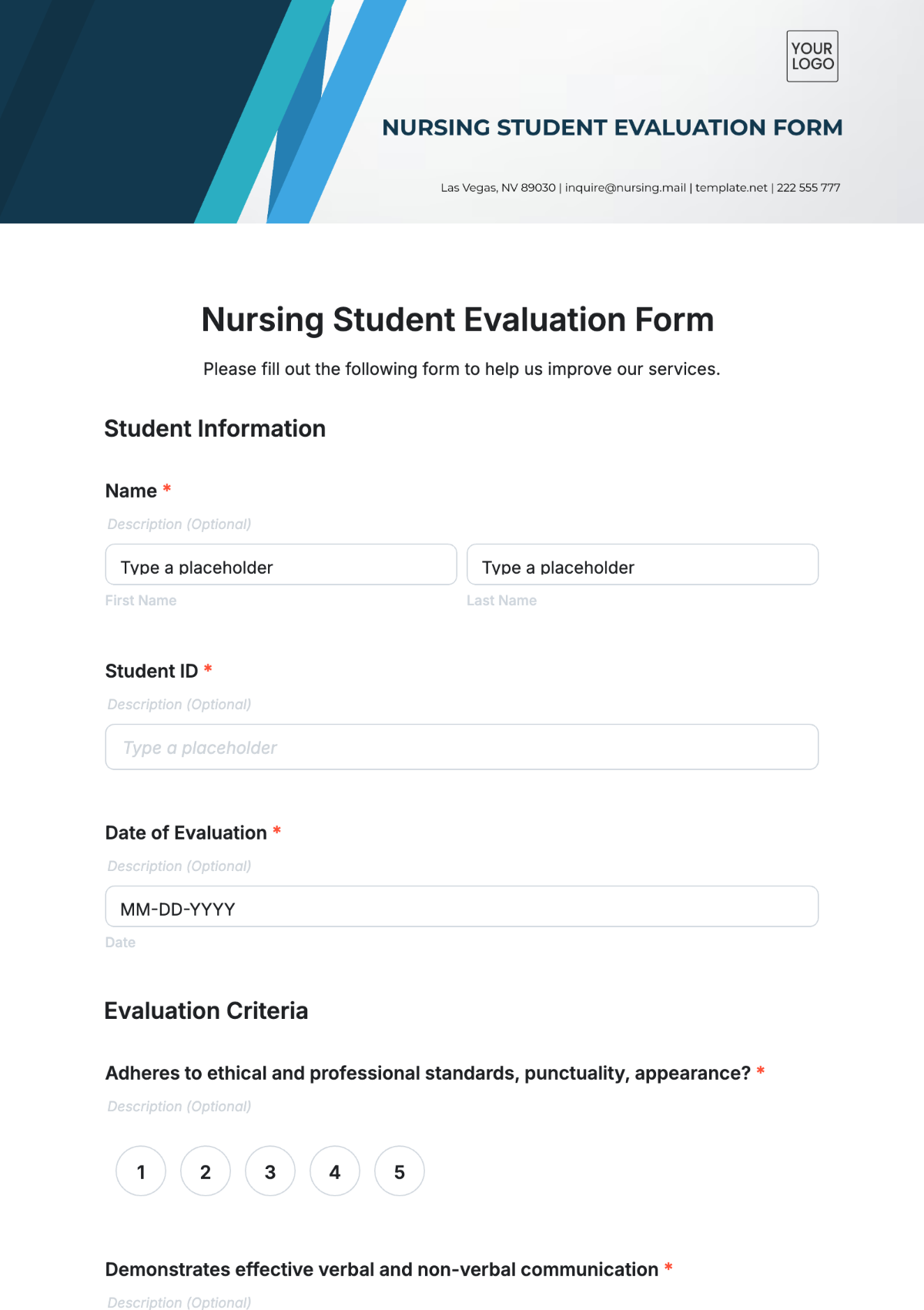 Nursing Student Evaluation Form Template - Edit Online & Download