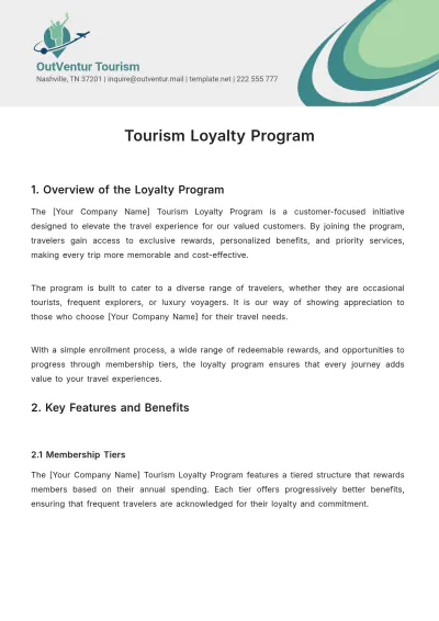 Free Tourism Loyalty Program Template to Edit Online
