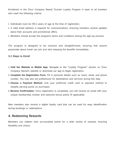 Free Tourism Loyalty Program Template to Edit Online