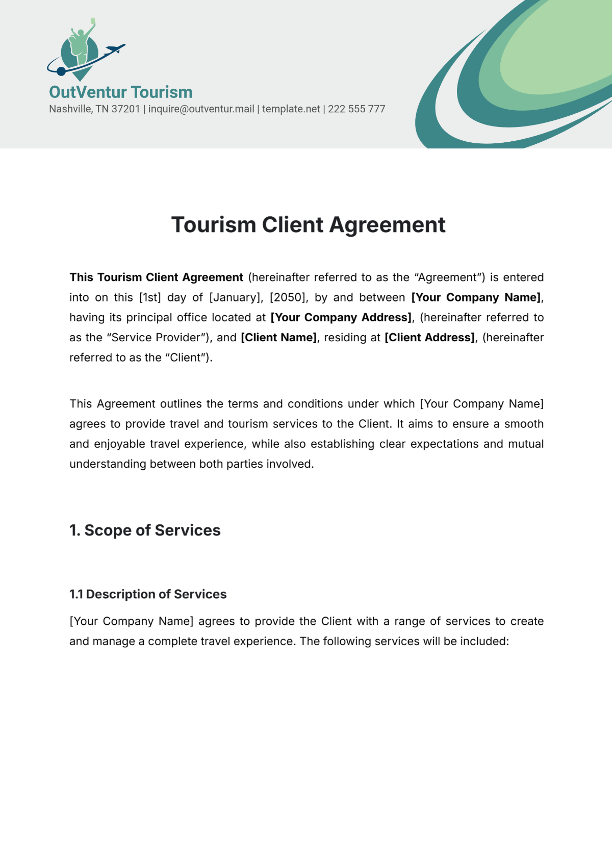 Tourism Client Agreement Template - Edit Online & Download