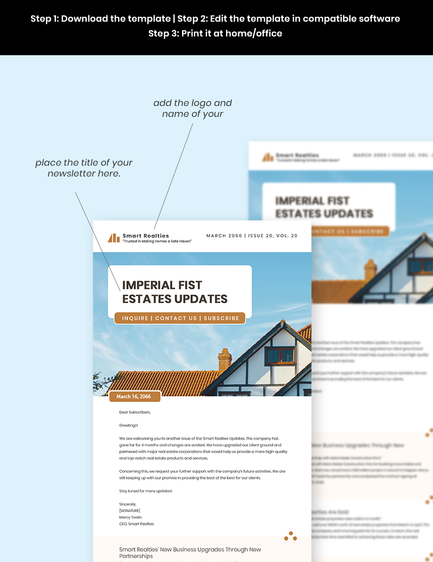 Real Estate Agent Newsletter Template