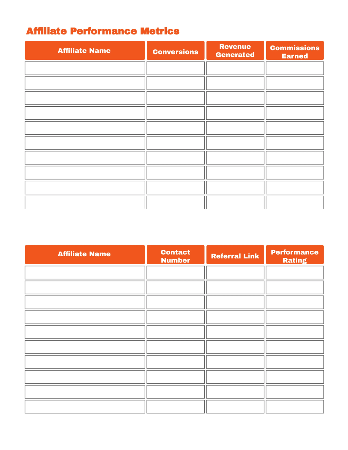 Free Affiliate Marketing Planner Template to Edit Online