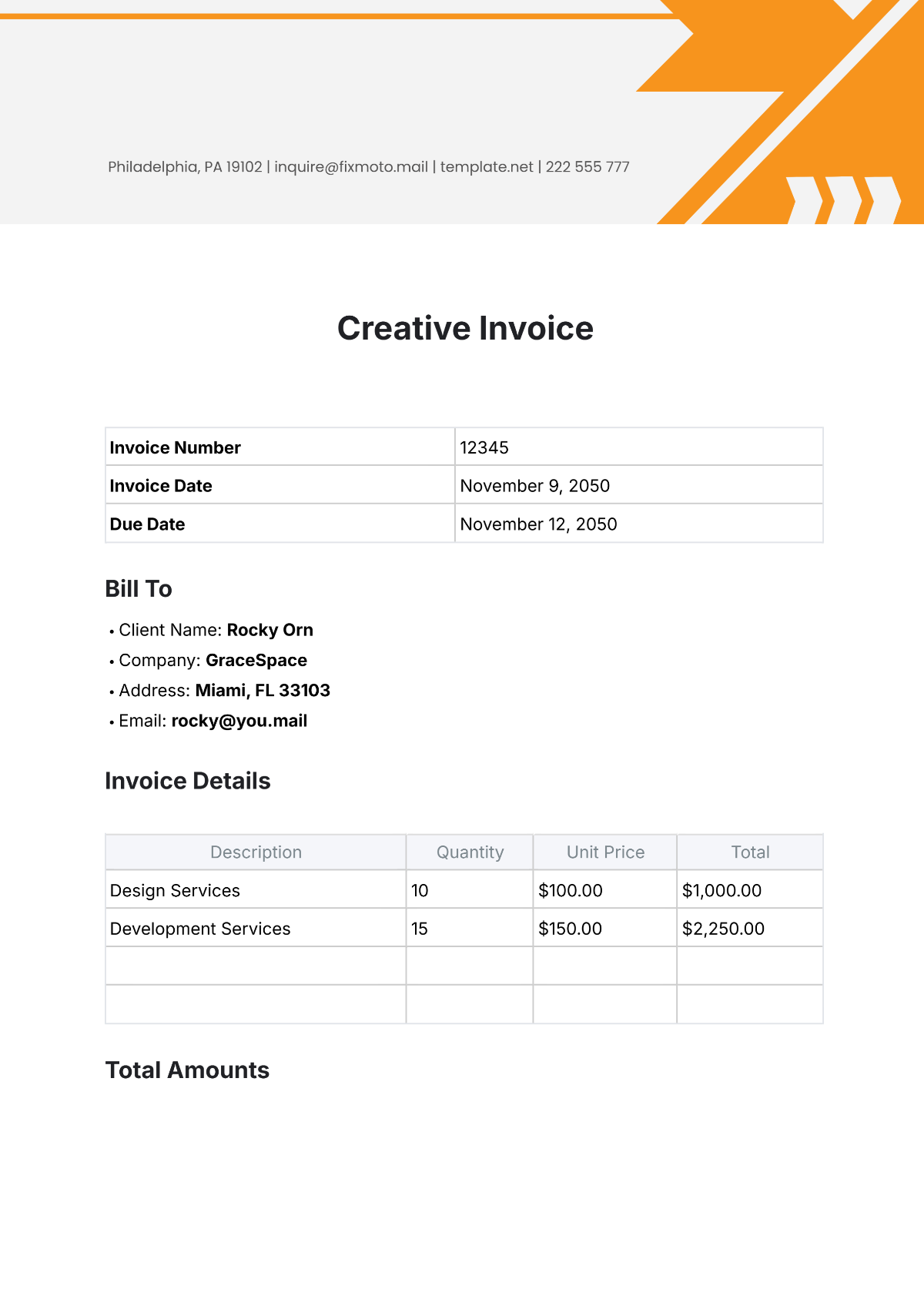 Creative Invoice Template - Edit Online & Download