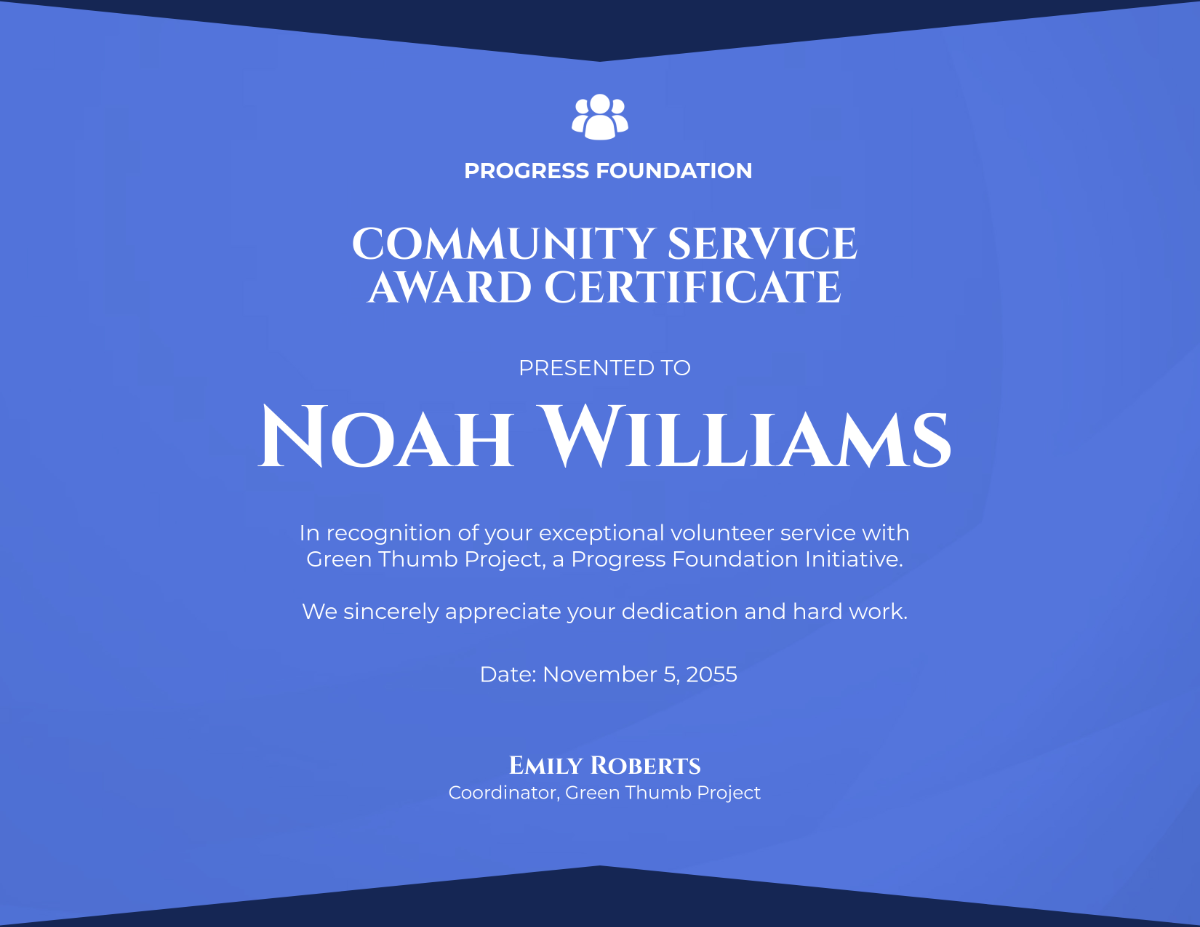 Community Service Award Certificate Template - Edit Online & Download