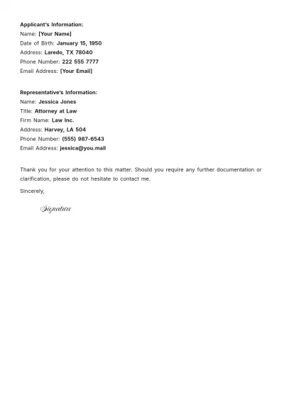 Free Representative Letter for Immigration Template to Edit Online