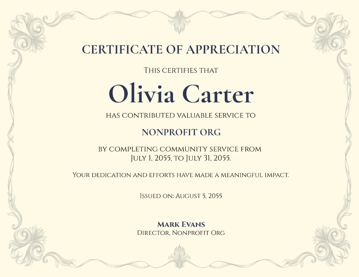 Free Certificate for NGO Community Service Template - Edit Online & Download