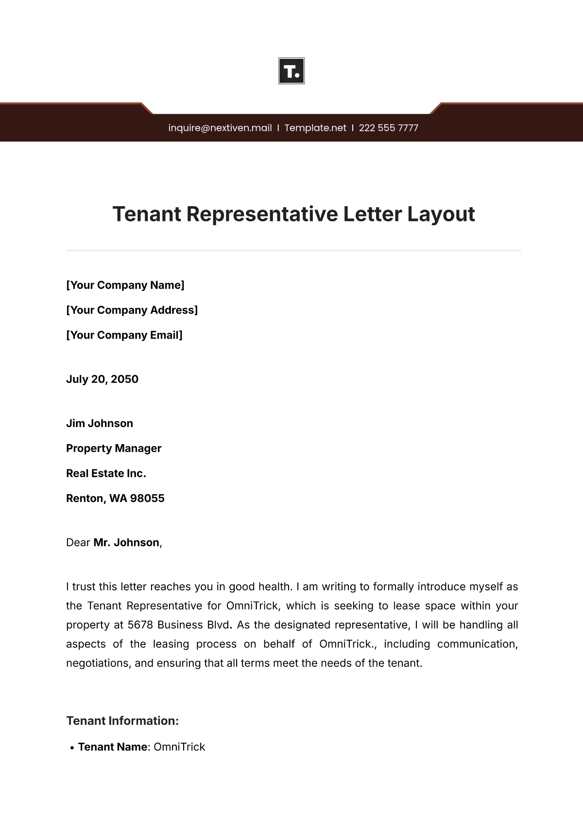 Tenant Representative Letter Layout Template - Edit Online & Download