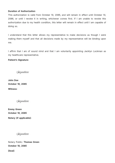 Free Healthcare Representative Letter Template to Edit Online