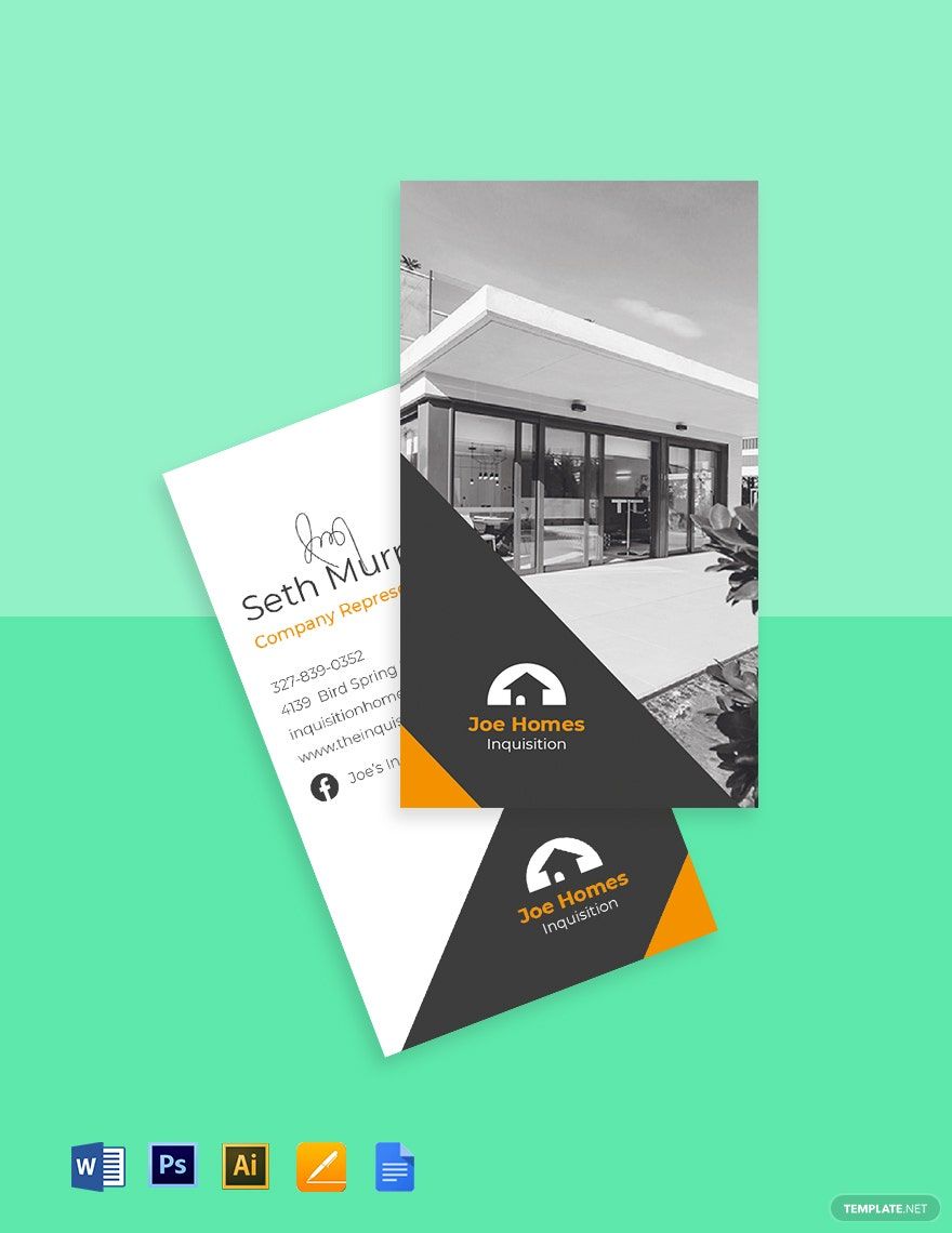 Real Estate Home for Sale Business Card Template