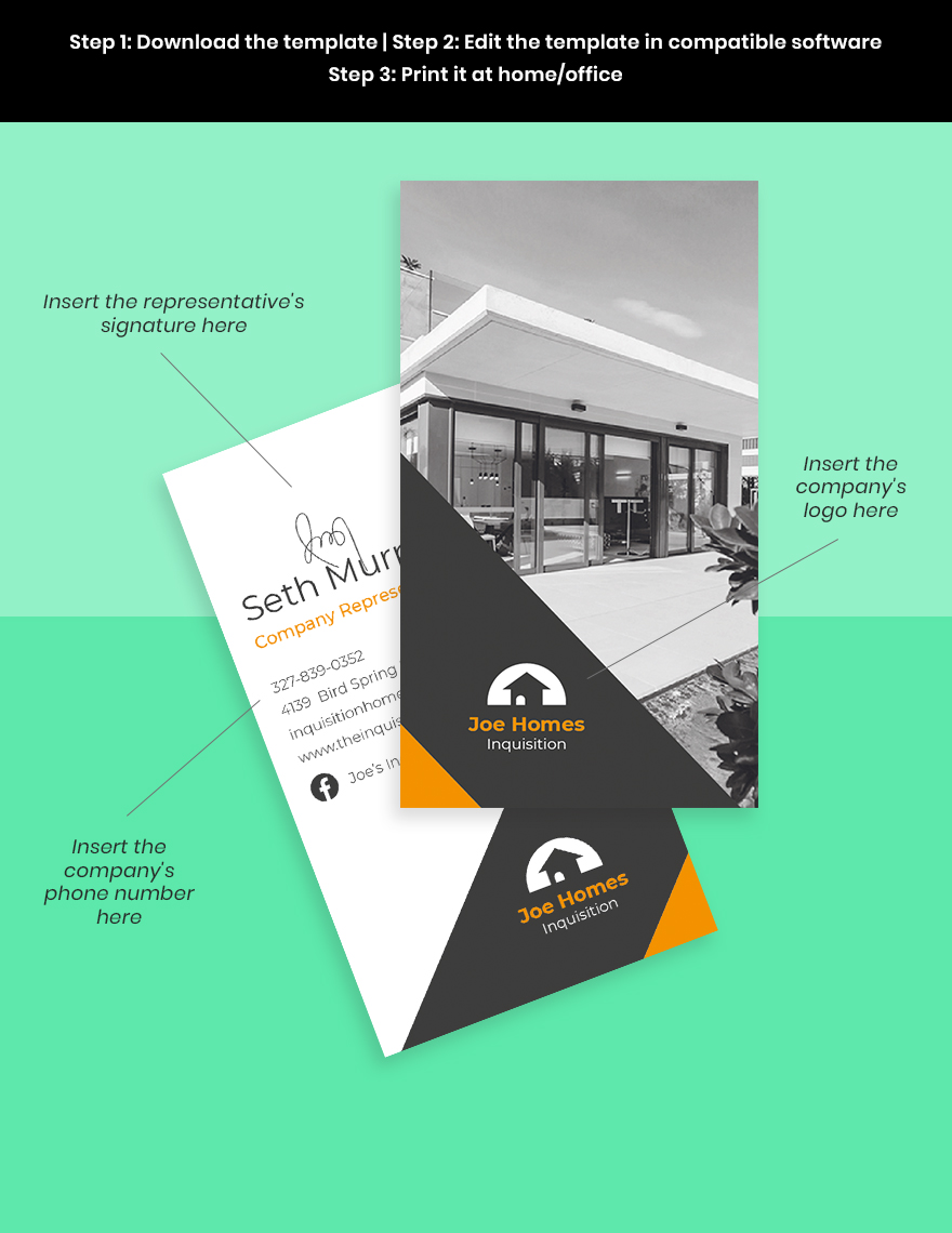Real Estate Home for Sale Business Card Template Sample