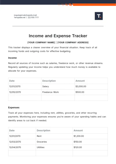 Free Income and Expense Tracker Template to Edit Online