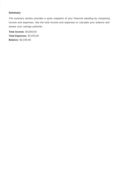 Free Income and Expense Tracker Template to Edit Online