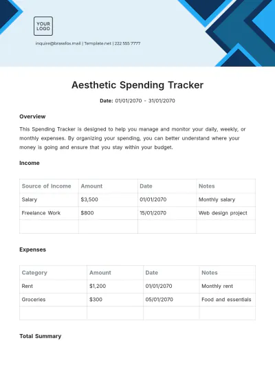 Free Aesthetic Spending Tracker Template to Edit Online