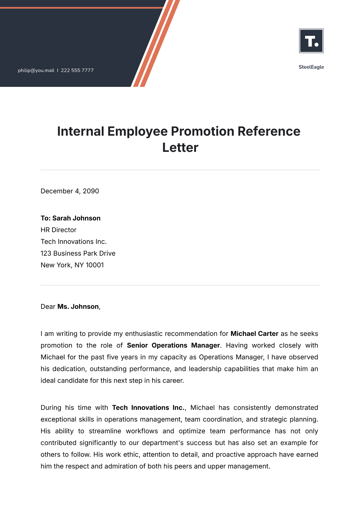 Internal Employee Promotion Reference Letter Template - Edit Online & Download