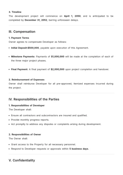 Free Land Development Agreement Template to Edit Online