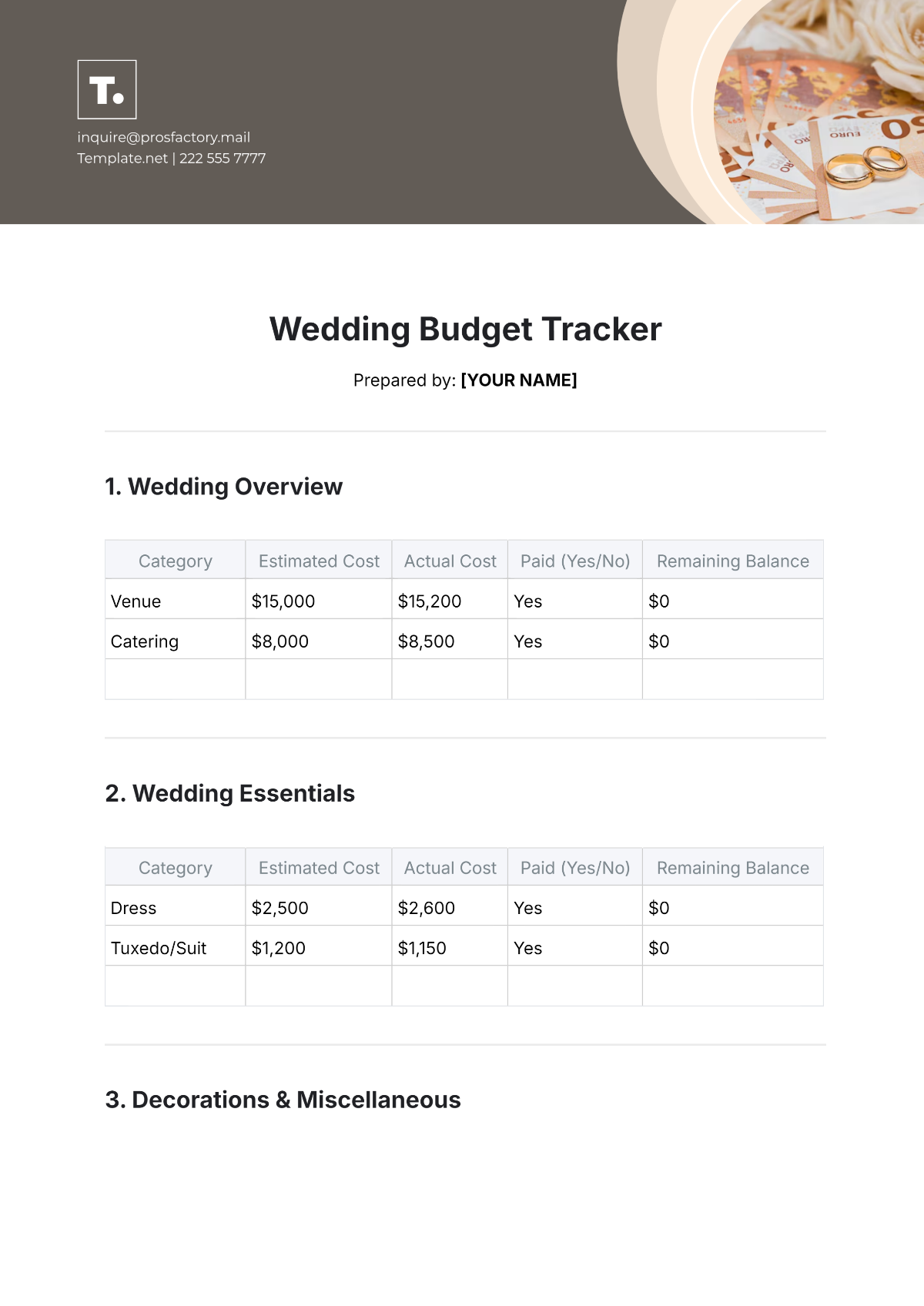 Wedding Budget Tracker Template - Edit Online & Download