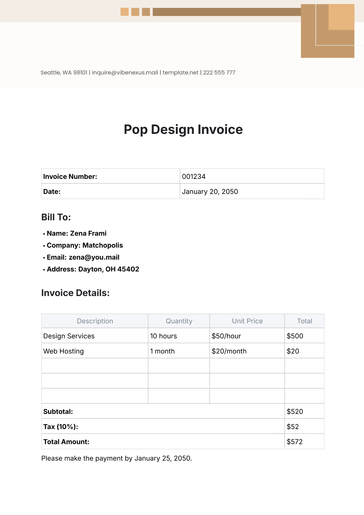 Pop Design Invoice Template - Edit Online & Download