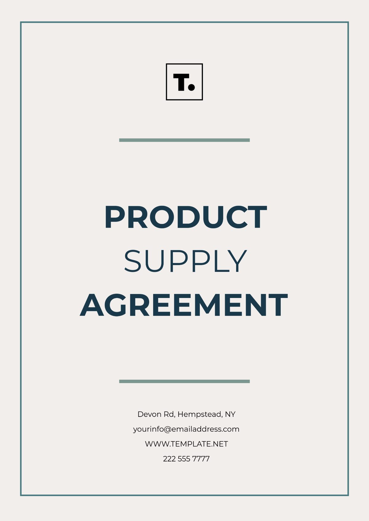 Product Supply Agreement Template - Edit Online & Download