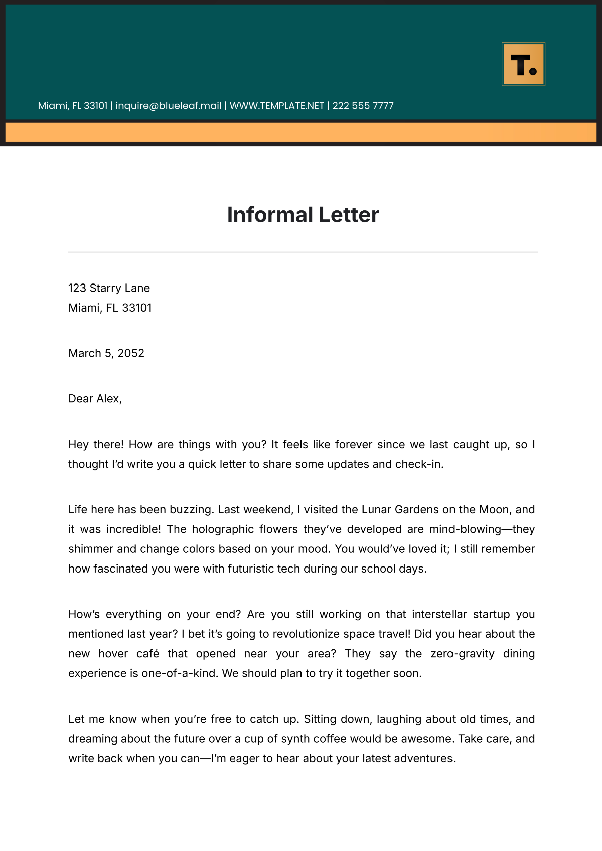 Informal Letter Template