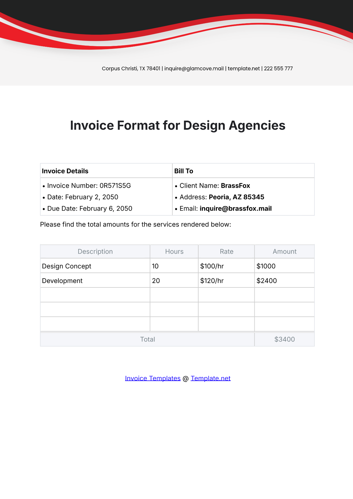 Invoice Format Template for Design Agencies - Edit Online & Download