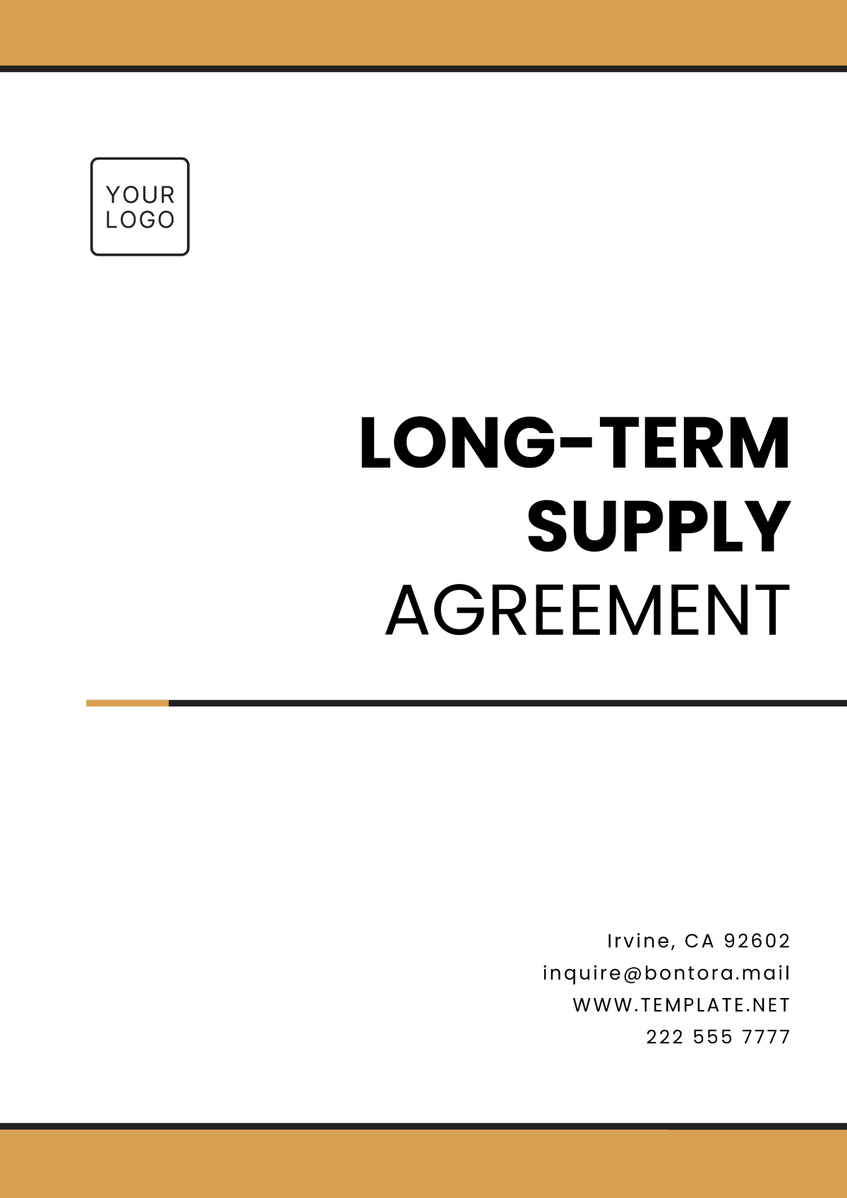 Long-term Supply Agreement Template - Edit Online & Download