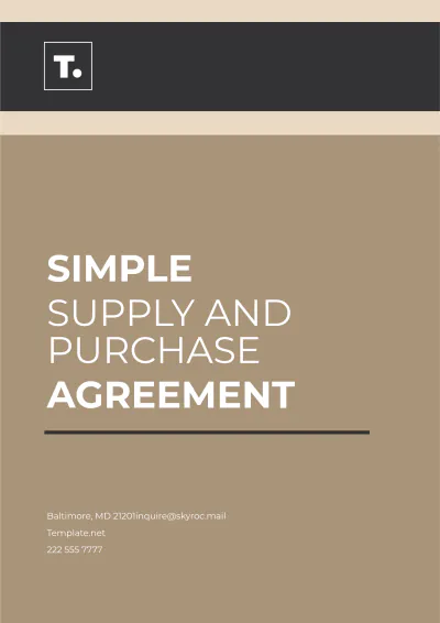 Free Simple Supply and Purchase Agreement Template to Edit Online