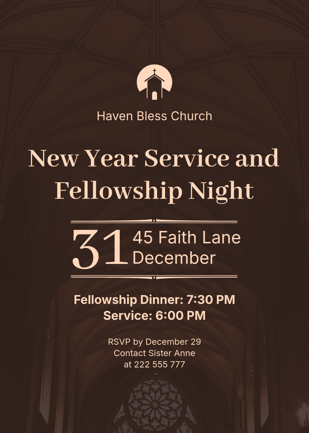 Free Church New Year Event Invitation Template - Edit Online & Download