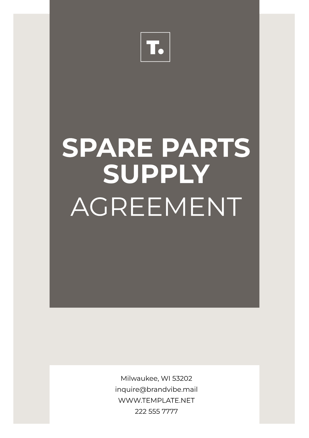 Spare Parts Supply Agreement Template - Edit Online & Download