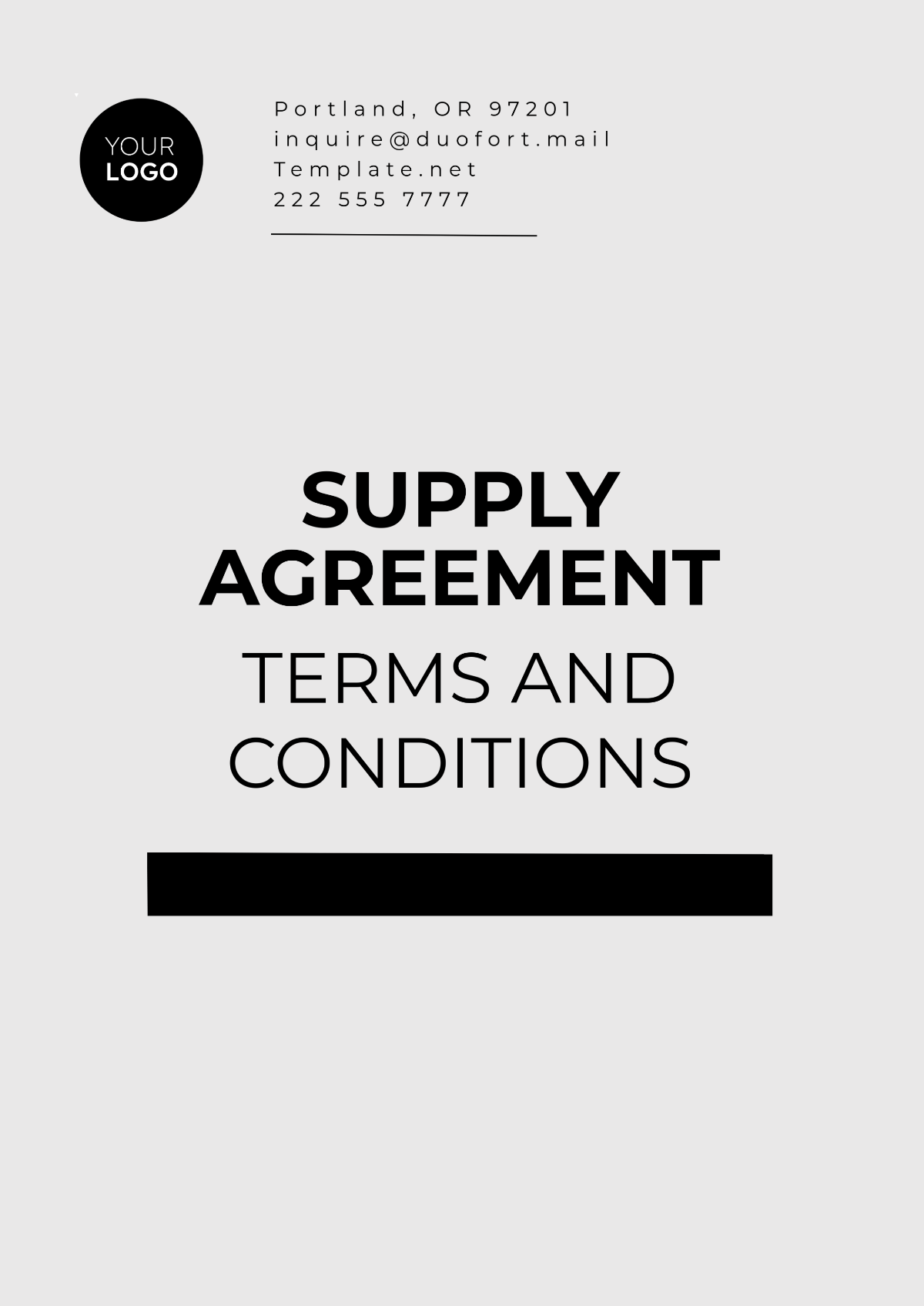 Supply Agreement Terms and Conditions Template - Edit Online & Download