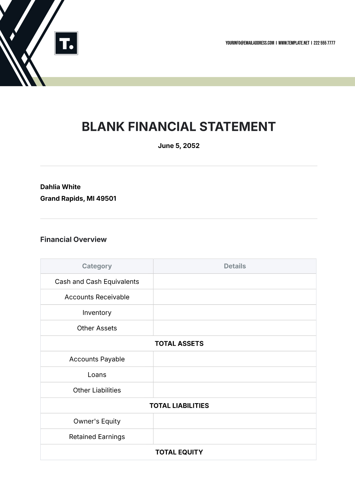 Blank Financial Statement Template - Edit Online & Download