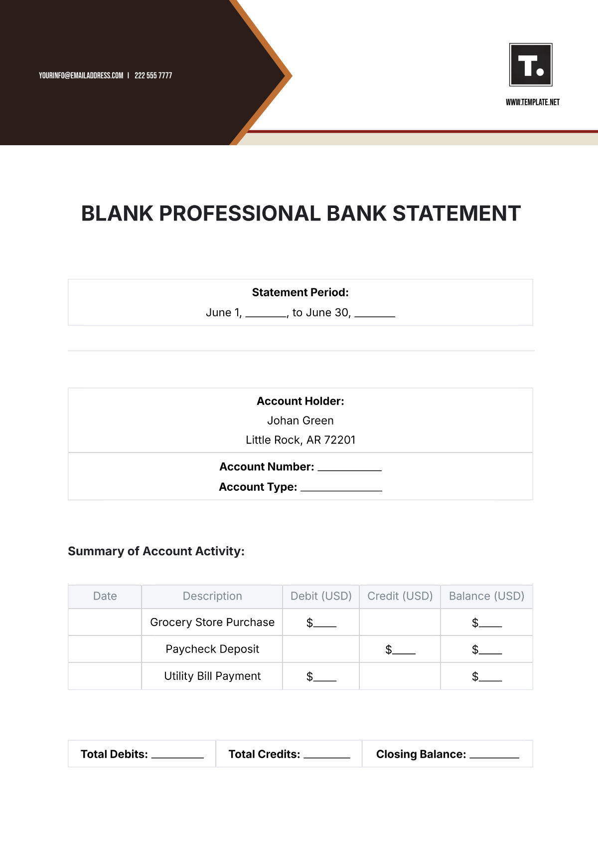 Blank Professional Bank Statement Template - Edit Online & Download