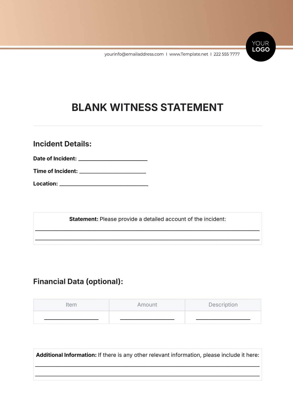 Blank Witness Statement Template - Edit Online & Download