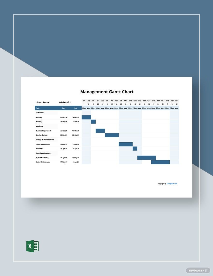 Sample Management Gantt Chart Template in Excel