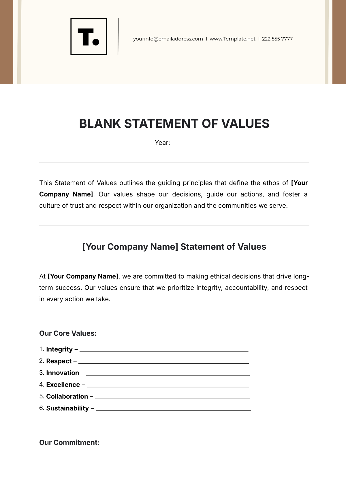 Blank Statement of Values Template - Edit Online & Download