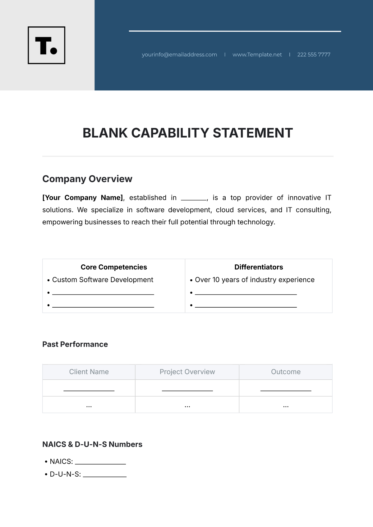 Blank Capability Statement Template - Edit Online & Download