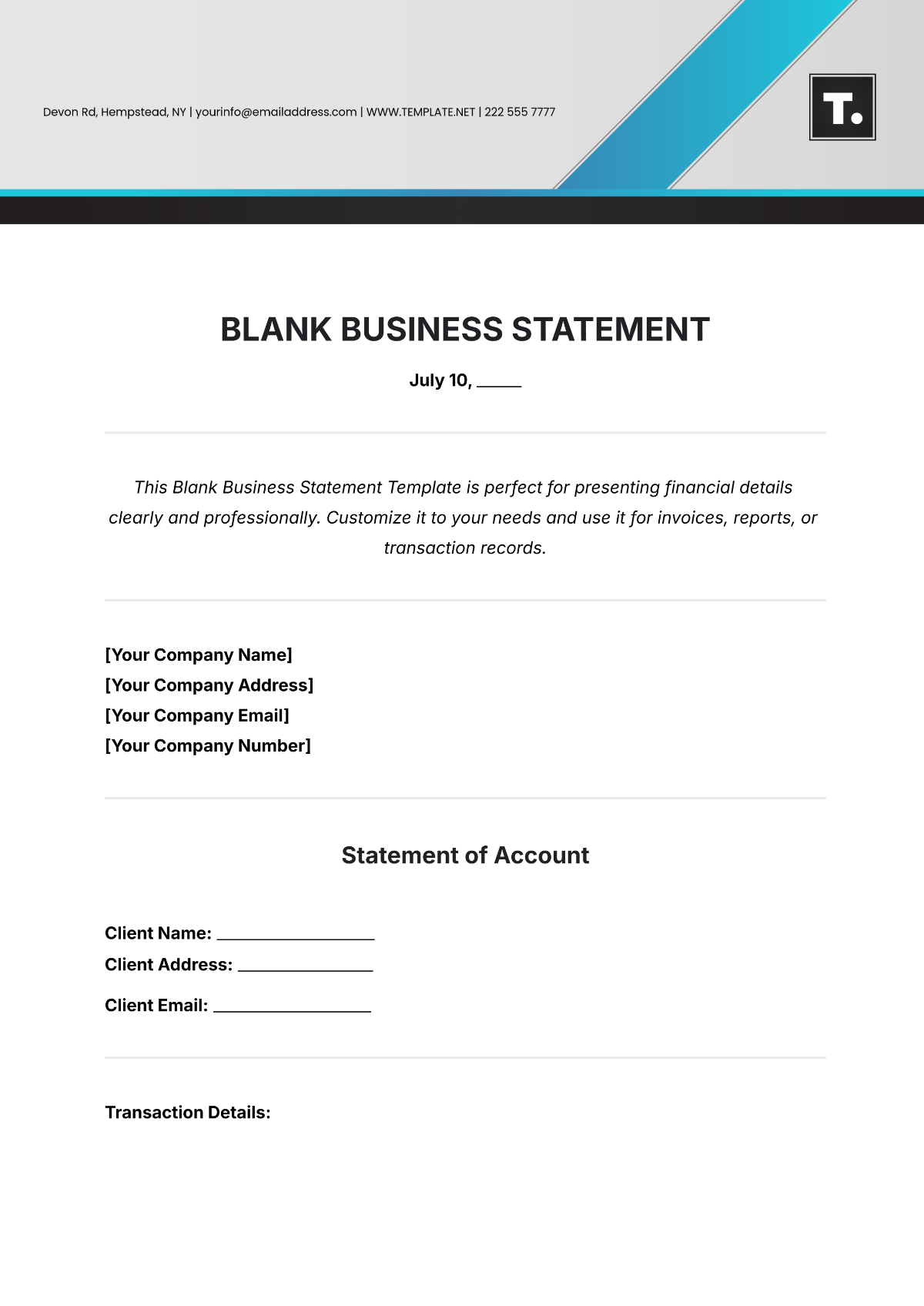 Blank Business Statement Template - Edit Online & Download