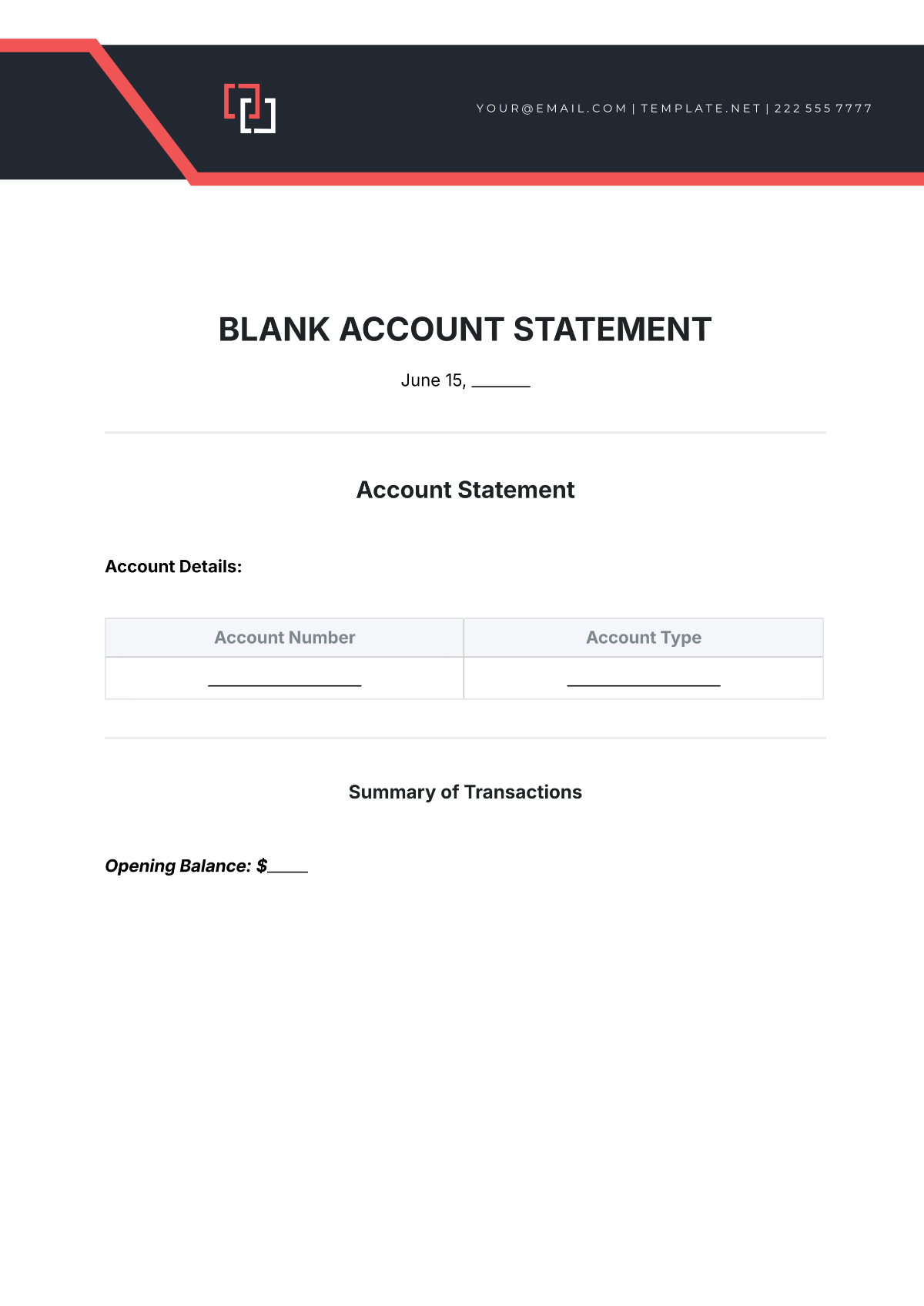 Blank Account Statement Template - Edit Online & Download