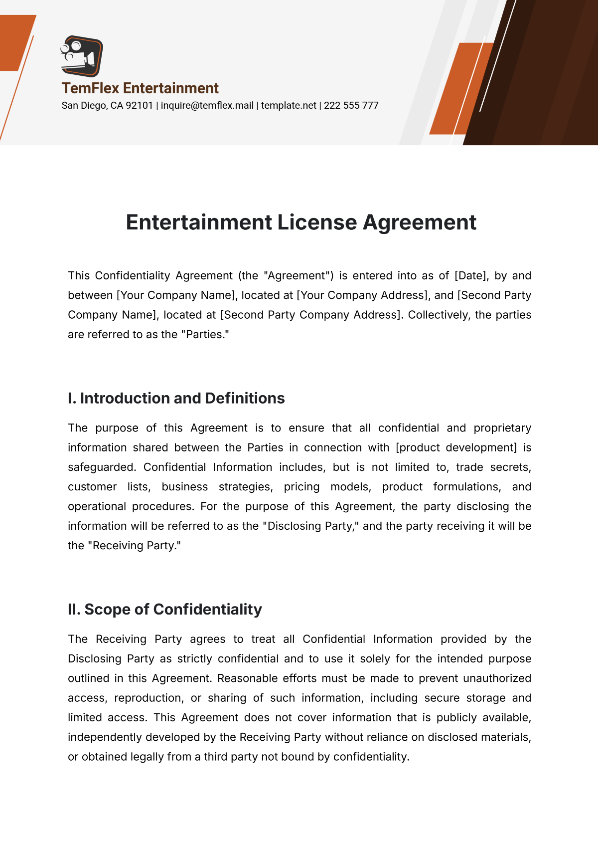 Entertainment License Agreement Template - Edit Online & Download