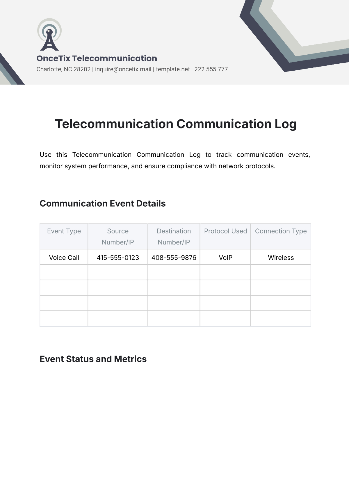 Telecommunication Communication Log Template - Edit Online & Download