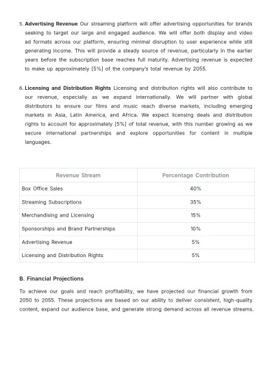 Free Entertainment Business Plan Template to Edit Online
