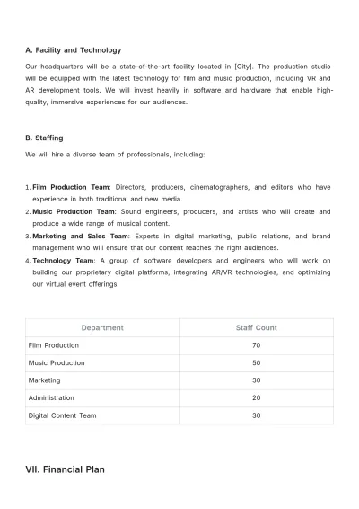 Free Entertainment Business Plan Template to Edit Online