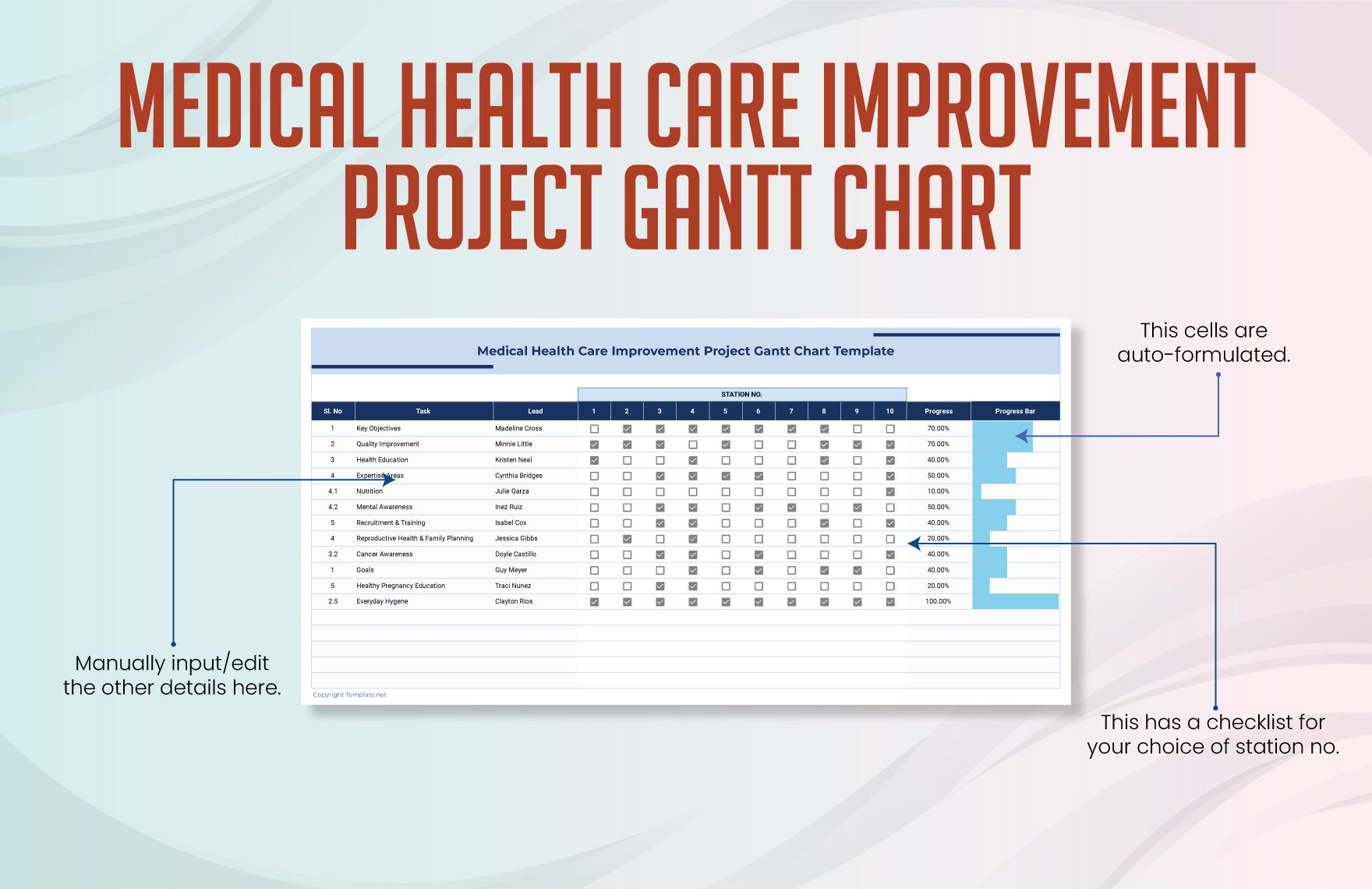 Medical Health Care Improvement Project Gantt Chart Template