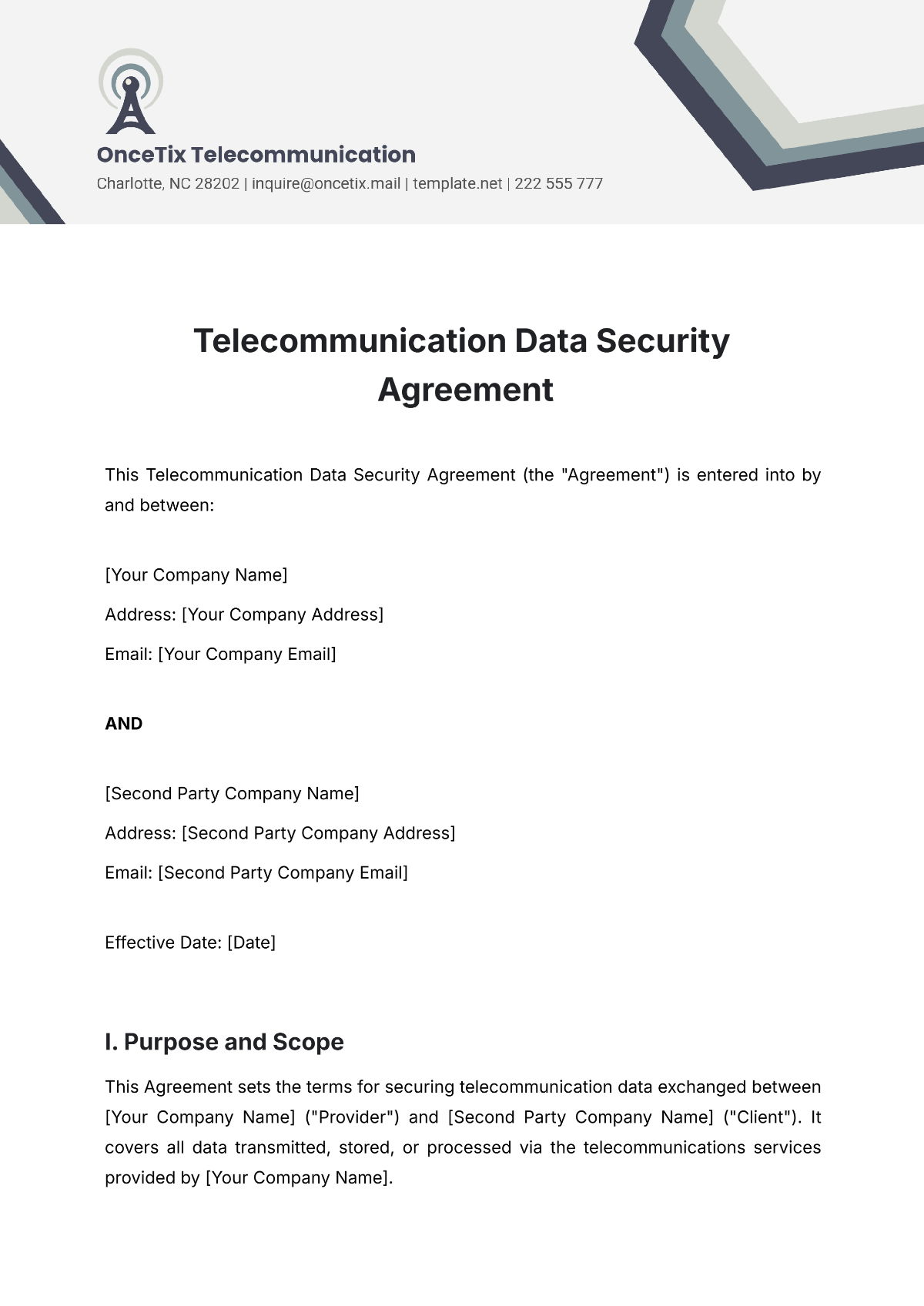 Telecommunication Data Security Agreement Template - Edit Online & Download